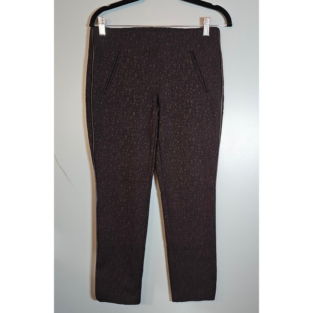 Chicos Brigitte So Slimming Leopard Jacquard Ankle Pants Black 00P US 2P